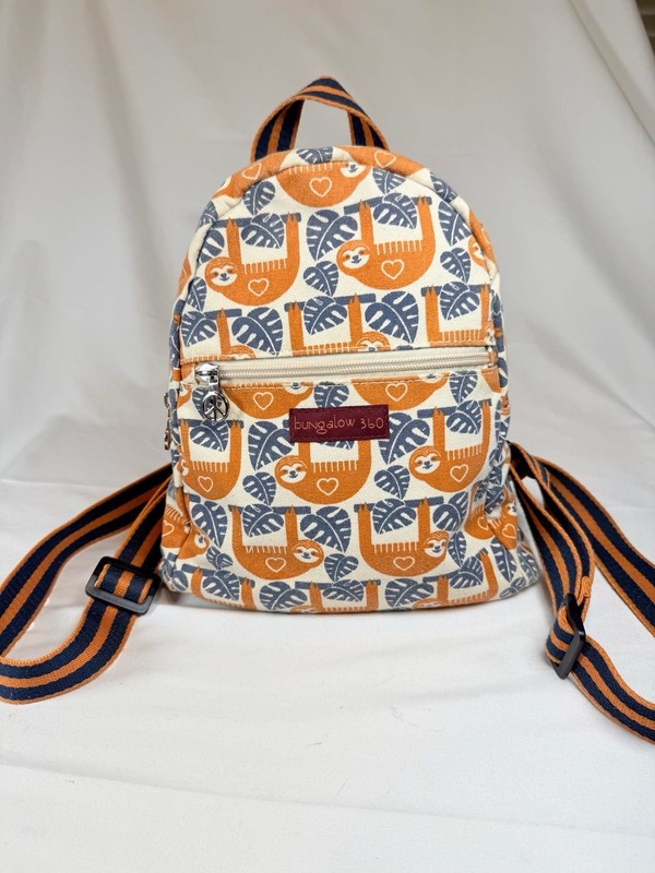 Bungalow 360 Sloth Mini Backpack Canvas Cream Daypack Kidcore Whimsical