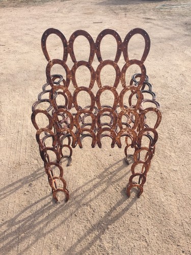Antique Rustic Western Chair Made From Horse Shoes Very Old