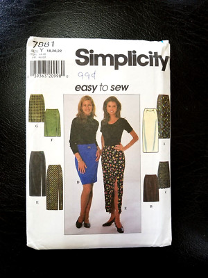 Simplicity 7881 Size Y 18-20-22 Sewing Pattern UNCUT Pencil Skirt Length Options