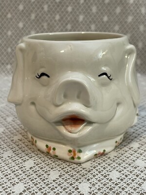 1983 Fitz & Floyd ~ ''Happy Piglet Coffee Mug'' ~ Hand Painted Ceramic ~ New!
