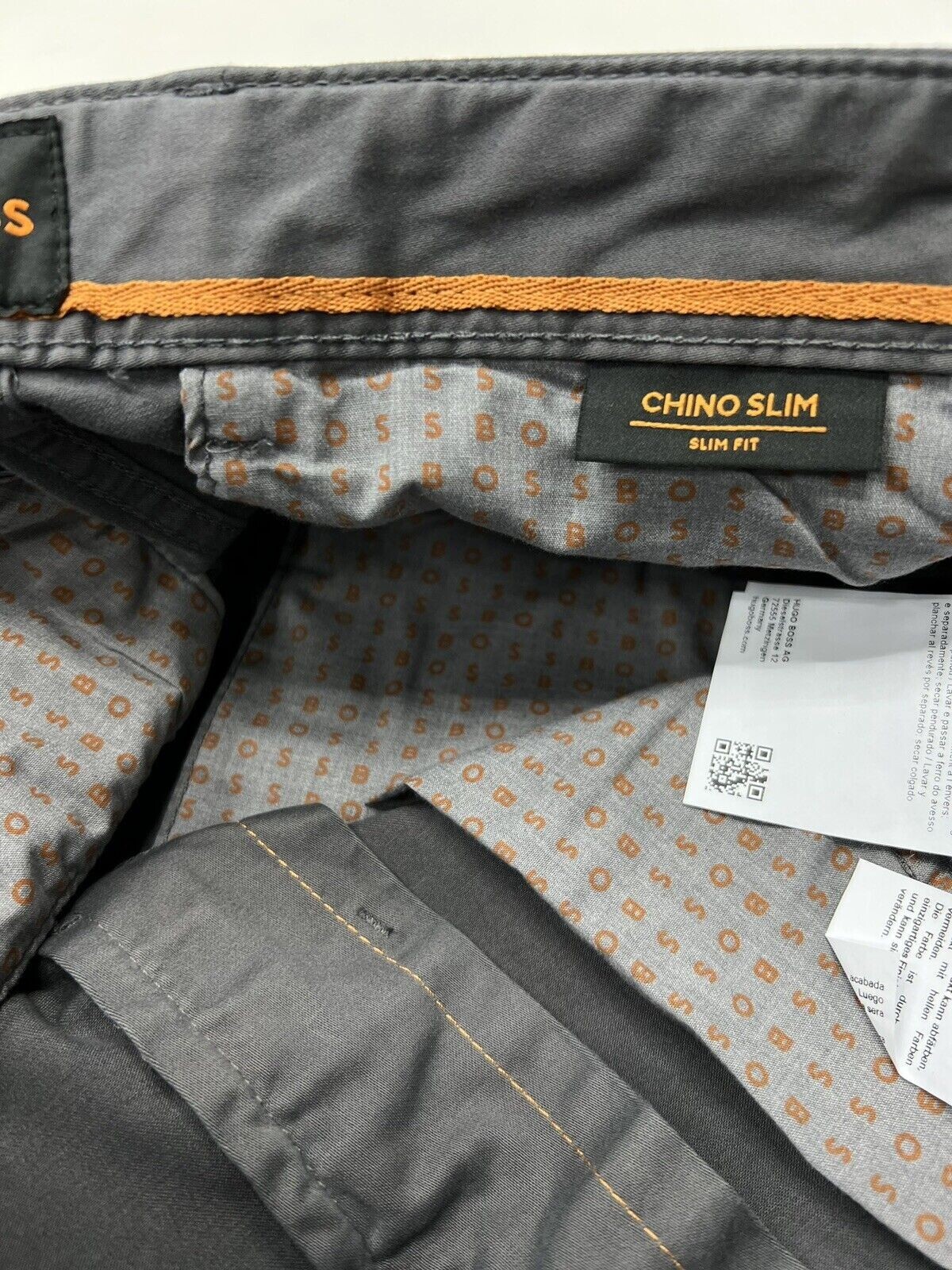 Hugo Boss Men's Stretch-Cotton In Slim-Fit Chinos In Dark Grey - Picture 6 of 8