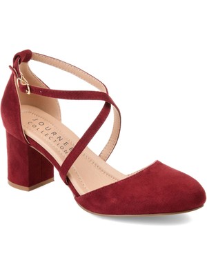 

JOURNEE COLLECTION Женские бордовые туфли-лодочки с ремешками крест-накрест Foster на блочном каблуке, Burgundy, FOSTER-PUMP