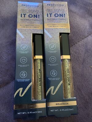 TWO Profusion Cosmetics Bling It On Liquid Glitter Eyeliner Gold Rush