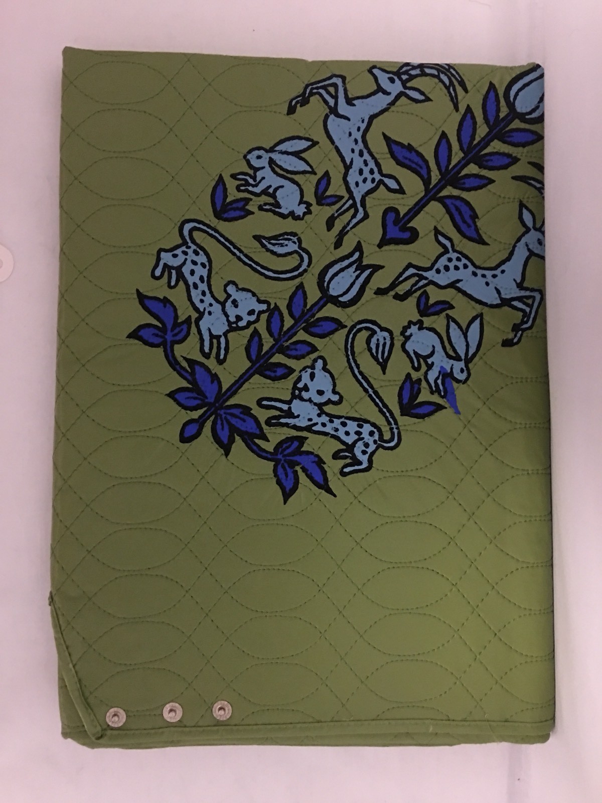 Bridge Card Table Cover ~ Green Quilted Animal Screen Print Design ~ Tally Cards