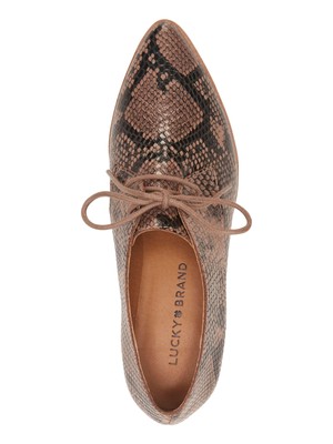 

LUCKY BRAND Женская розовая змеиная мужская одежда-дерби Erreka Leather Flats, Розовый, LK-ERREKA