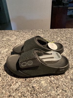 NEW Unisex Oofo's Ooahh Sport Flex Sandal/Slides M9/W11 Black Labyrinth