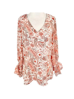 Женский блузон с V-образным вырезом и манжетами на подкладке цвета слоновой кости от VINCE CAMUTO Надевается к рабочему топу S