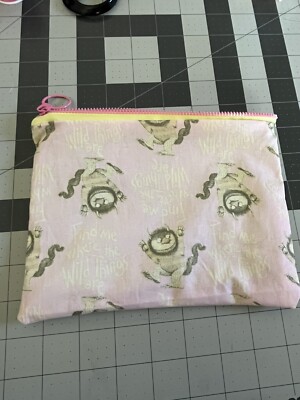 Small Pink WHERE THE WILD THINGS ARE handmade Makeup Bag NWOT Zipper
