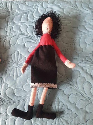Rag Doll olive/ vintage style with bendy arms handmade