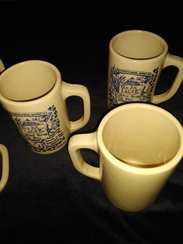 Stoneware Mugs, Lot Of 5, Marked USA On Bottom, 