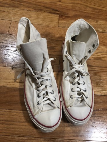 Vintage Converse All Star Chuck Taylor White High Top Size 15 Used Made In USA
