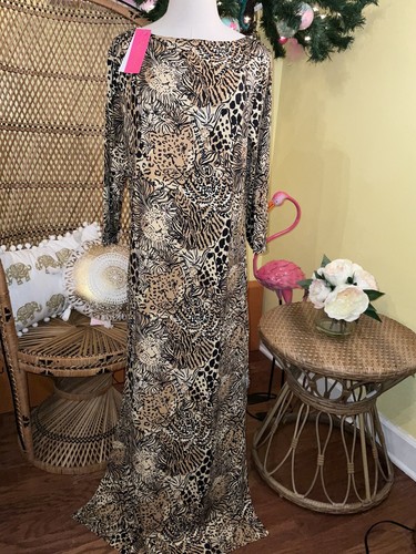 Pre-owned Lilly Pulitzer Seralina Maxi Dress Rattan Walk On The Wild Side Size Xl In Multicolor