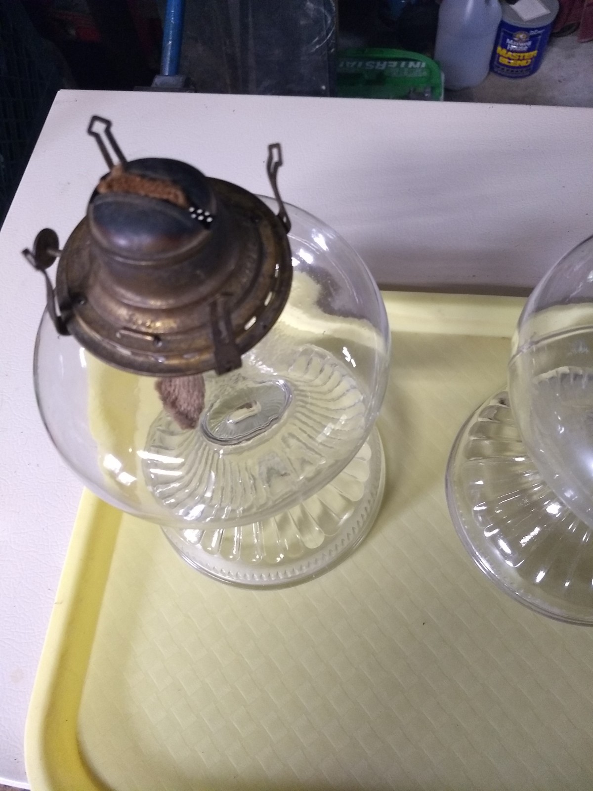 Clear vintage glass oil lamps (2) nice pair of lamps