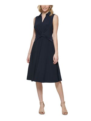 

TOMMY HILFIGER Женское темно-синее расклешенное платье без рукавов с перекручиванием спереди, Navy