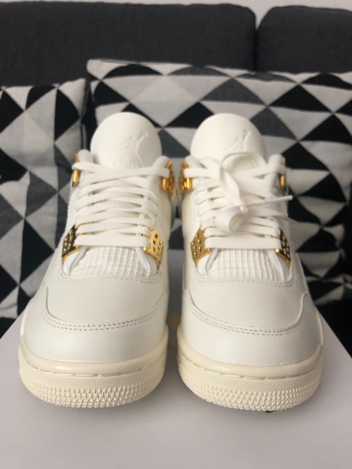 Pre-owned Jordan Size 8.5 - Air  4 Retro Metallic Gold W In White