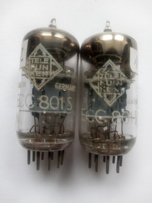 Balanced Pair ECC801S / 12AX7 Telefunken 3 Mica, Diamond Bottom - NOS