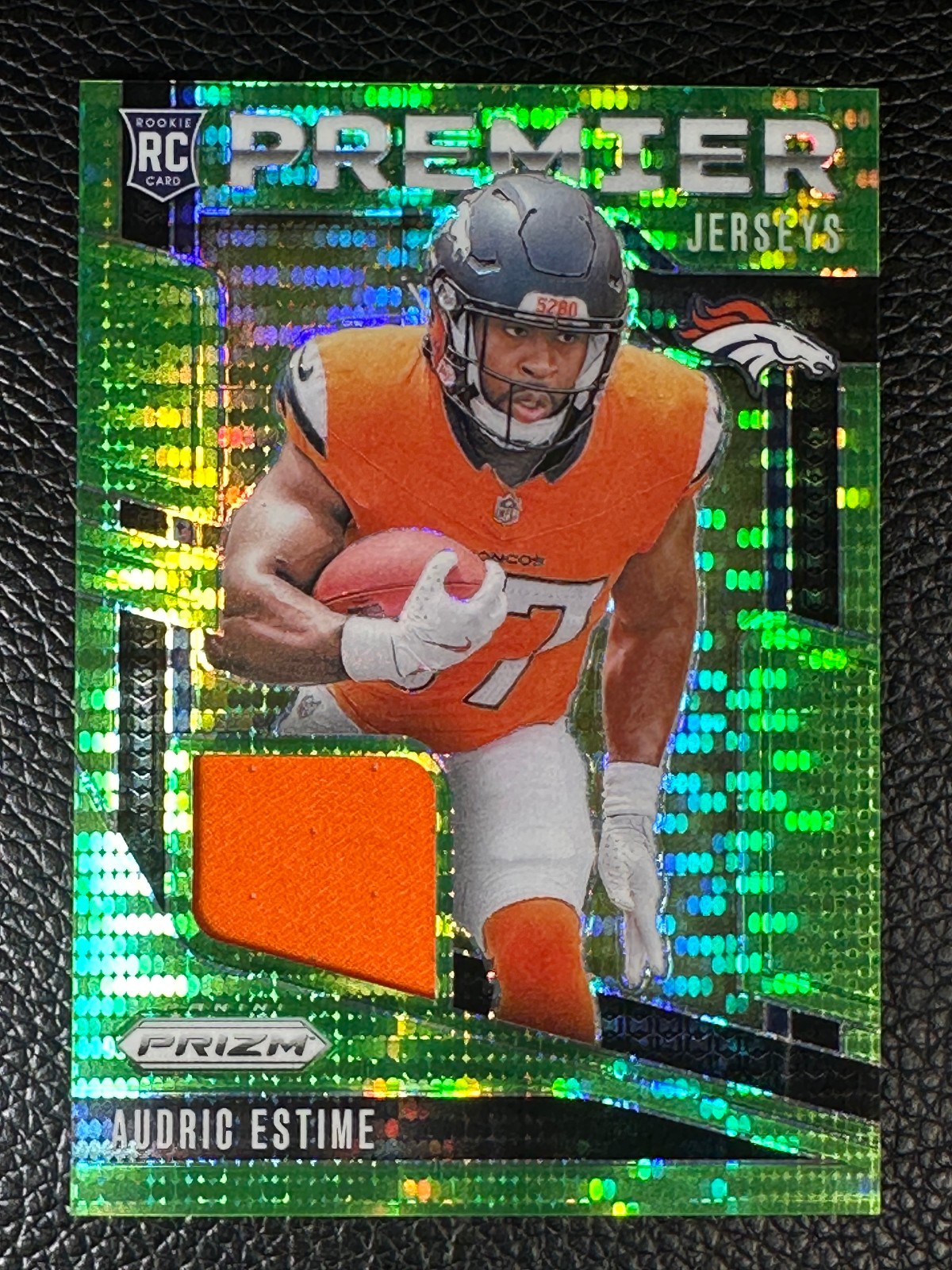 2024 Panini Prizm Premier Green Pulsar Audric Estime Jersey RC Rookie