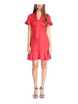 MICHAEL MICHAEL KORS Женский красный пуловер с галстуком и коротким рукавом, короткое платье XL