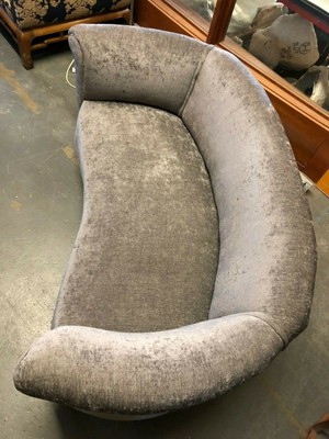 Reupholstered Art Deco Kidney Shaped Sofa Gray Chenille Jazz Age Moderne