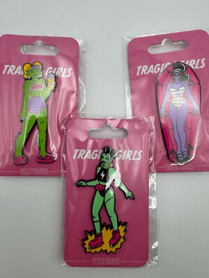SDCC 2024 EXCLUSIVE Yesterdays Tragic Girls Enamel Pin Set pf 3