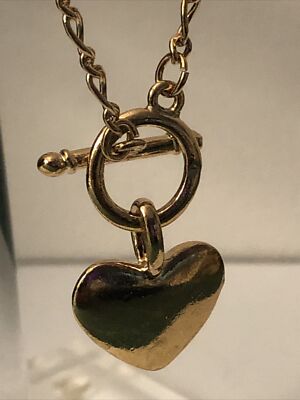 Vintage SETA 7.5  Gold Tone Chain Bracelet With Solid Heart Charm Korea
