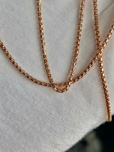 Pre-owned Tgdj 1.8mm Solid 14k Rose Gold Round Box D.c Chain Necklace 16-24"