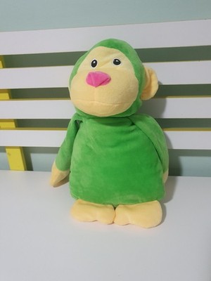 MONKEY PLUSH TOY GREEN MONKEY STUFFED ANIMAL CALPLUSH YELLOW FACE AND FEET 30CM