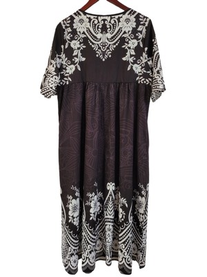 New Boutique Women's Boho Floral Tropical Midi Dress Large L Recycled Material 