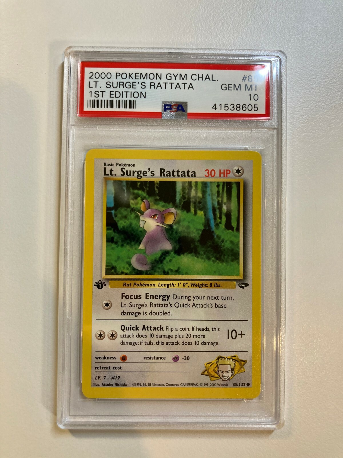 Lt Surge's Rattata - PSA 10 1st Edition Gym Challenge Set 85