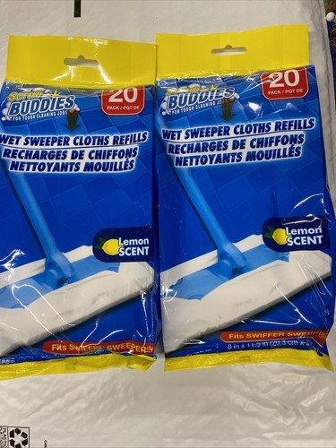 2 SCRUB BUDDIES Wet Sweeper Refill Cloths 40 Ct Swiffer 8" x 11.5" 2X1 🌟✨👌