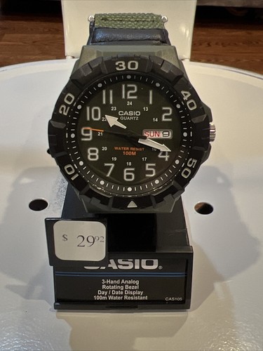 Casi Hand Analog Rotating Bezel Day Date Display 100m Black Wrist Watch