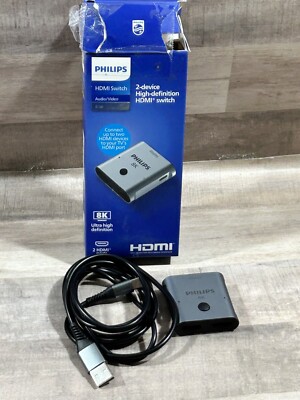 Philips 8K HDMI 2-Port Switch Splitter - Ultra HD 48Gbps HDR