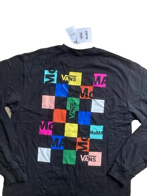 VANS MoMA Mens Large Size Slim Black Graphic Multicolour L/S T Shirt New Rare