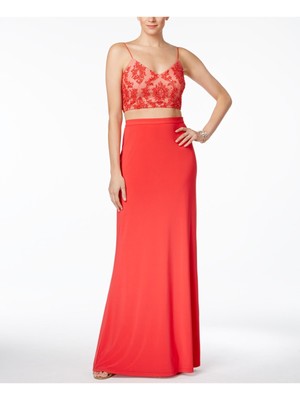 

ADRIANNA PAPELL Женский красный укороченный топ без рукавов с V-образным вырезом и украшением Petites