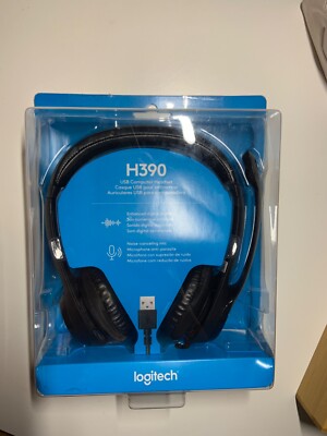 NEW Logitech H390 wired USB computer headset with noise cancelling microphone