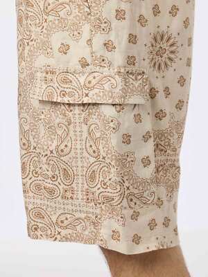 Pre-owned Mc2 Saint Barth Man Linen Bermuda Marseille With Bandanna Print In White