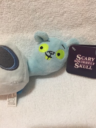 Bark Box Scary Squirrely Skull Dog Chew Toy Glow Eyes Plush Squeeker Barkbox NWT