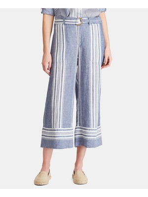 

RALPH LAUREN Женские темно-синие брюки в полоску с поясом, Navy, 200747649002