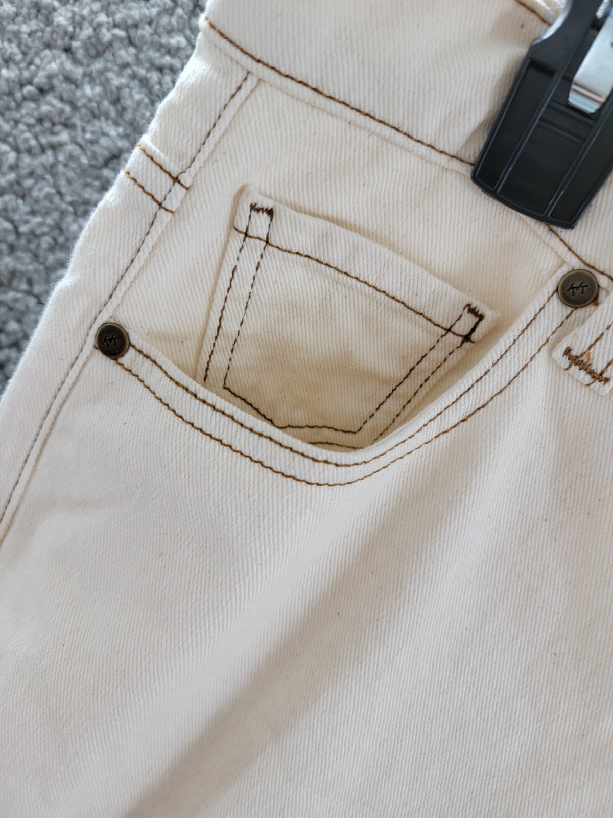 Karen Kane Cropped Wide Leg Jeans Women's 16 Natural 5 Pockets Zip/Button - Picture 10 of 16