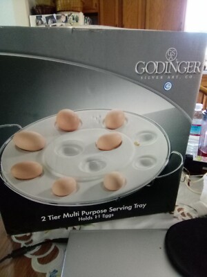 2 Tier Multi purpose Serving Tray.  2 pc.    18'' Porcelain ,  dishwasher safe.  