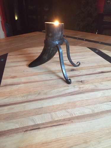 Handforged Skyrim Inspired Horn Tea Light Candle Holder
