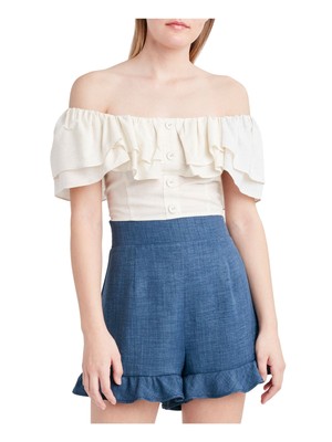 

Женский бежевый топ свободного кроя с короткими рукавами BCBGENERATION, юниорский размер