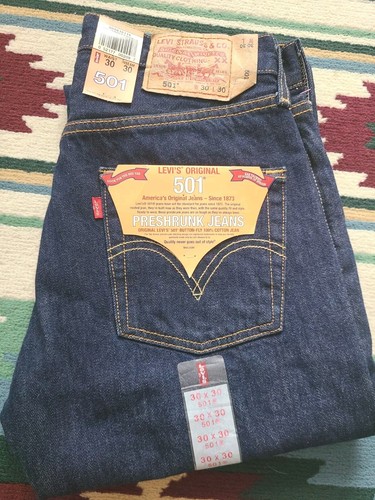 90s LEVI'S 501XX Vintage 30x30 Button Fly Denim Blue Jeans
