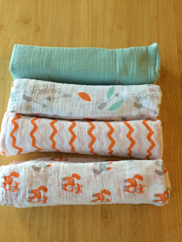 New ADEN AND ANAIS Swaddle Muslin Cotton Blanket Fox Zigzag baby