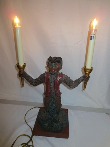 Vintage Original COLONIAL MONKEY TABLE LAMP by Dezine?, Works, 2 Lights 18