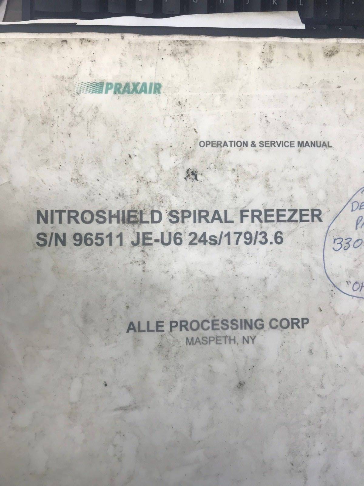 Praxair Nitroshield Spiral freezer - nitrogen cooling system. cryogenic cooling