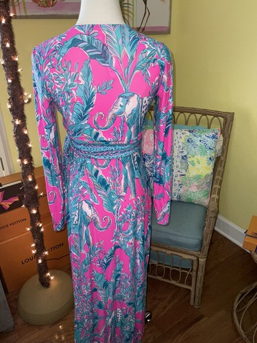 Pre-owned Lilly Pulitzer Marseilles Wrap Maxi Talk Story To Me $228 Size Xxs,xs,s,m In Multicolor