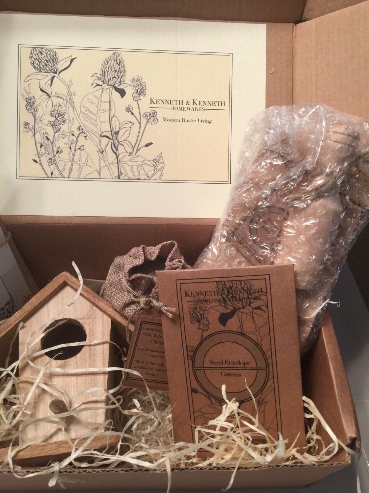 Rustic Bird House set Kenneth & Kenneth  food ,seeds ,fat ball ,writing book