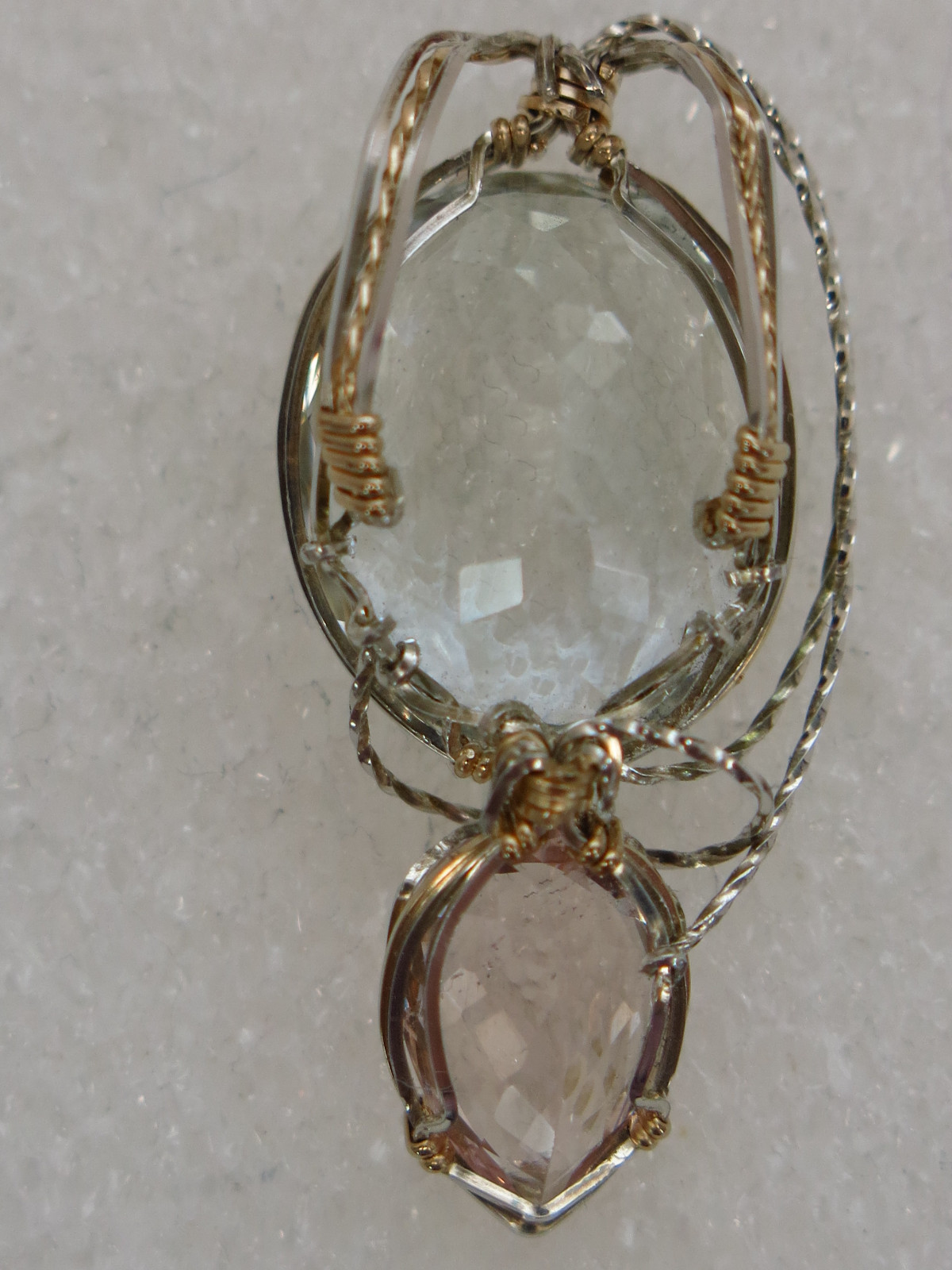 Beautiful, Natural Brasilain Faceted Aquamarine and Morganite Pendant