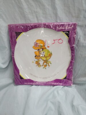 Vintage 70s Mopsies Collector Porcelain Plate Girl LOVE MAKES THE WORLD GO ROUND